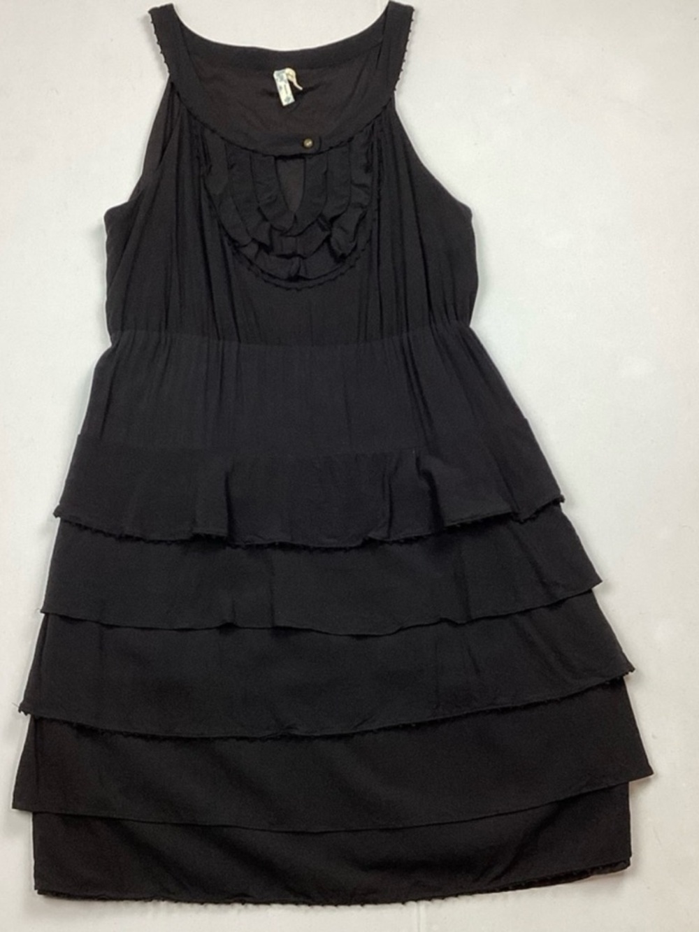 Vintage Maeve Black Tiered Ruffle sleeveless Dress 12